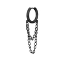 Minimalist double chain hoop earring in polished black finish for punk hip-hop style - Black (Single)