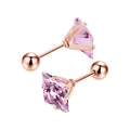 Détails de boucles d'oreilles carrées en zircon rose avec plaquage or rose et fermoir à vis - 3mm Zircone / Tige 0.8x6mm