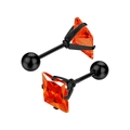Vue macro de boucles d'oreilles carrées noires avec zircon orange et fermoir à bille - Base Noire avec Zircon Orange (Taille-3)