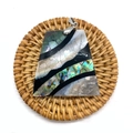 Trapezoid pendant crafted with iridescent abalone shell and mother of pearl mosaic - Trapezoid Patchwork Style (No. 8) - Pendant Only (Without Chain) / 1 Piece (45x46mm)