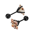 Détails de clous d'oreilles carrés en zircon champagne avec fermoir à vis en métal noir - Base Noire + Zircon Champagne (Tige 0.8*6mm/3mm) - 1 Pièce