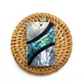 Rectangular abalone shell pendant with natural iridescent luster and black stripes - Rectangular Patchwork Style (No. 7) - Pendant Only (Without Chain)
