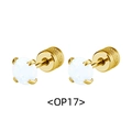 Détail de boucles d'oreilles opale 3-5mm avec placage or et fermoirs à vis filetés - Or+Blanc