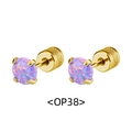 Détail de boucles d'oreilles opale dorées 3-5MM avec fermoir à vis et pierre d'opale violette - Or+Violet Foncé