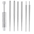 Kit de 7 tiges d'insertion en acier 316 pour piercings avec embouts filetés et poignée moletée - Ensemble Droit en Acier Inoxydable