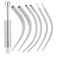 Détails macro d'outils de perçage en acier 316 avec poignée texturée et aiguilles filetées - Ensemble Courbé en Acier Inoxydable