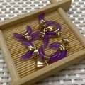 Crescent moon-shaped purple amethyst stone pendant with golden metal clasp - Purple Crystal