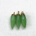 Drie gefacetteerde groene malachiet hangers met gouden oogje voor DIY-sieraden - 8x26mm / Groene Jade