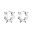 Punk style silver stainless steel huggie earrings with sharp conical rivet studs - Cone Hoop / Steel Spike Hoop Pair