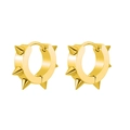 Punk style golden stainless steel hoop earrings with sharp rivet studs in pairs - Cone Hoop / Gold Spike Hoop Pair