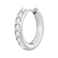 Eleganter silberner Edelstahl-Creolen-Ohrring mit sechs funkelnden Zirkonia-Steinen - 2,0*6 (Innendurchmesser) mm / Stahlfarbe + Weißer Strass (1 Stk.)