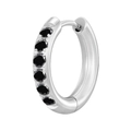 Silberne Huggie-Ohrringe mit sechs schwarzen Zirkoniasteinen im minimalistischen Design - 2,0*6 (Innendurchmesser) mm / Stahlfarbe + Schwarzer Strass (1 Stk.)