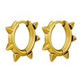 Punk-Stil goldene Edelstahl-Creolen mit kegelförmigen Nieten und polierter Oberfläche - Goldene Spike Ring Paar