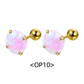 Boucles d'oreilles en acier titane avec opale rose et monture à quatre griffes dorées - Or & Violet Clair