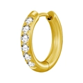 Minimalist gold huggie hoop earrings with sparkling cubic zirconia inlay for women - Gold + White Rhinestone (1PC)