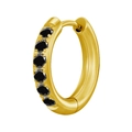 Elegant gold-plated huggie hoop earring featuring six sparkling round black zircon stones - Gold + Black Rhinestone (1PC)
