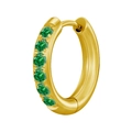 Elegant gold huggie earring featuring six sparkling round-cut green zircon gemstones - Gold + Green Rhinestone (1PC)