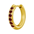 Elegant gold hoop earrings featuring vertical channel-set red zircon stones in a polished finish - Gold + Garnet Red Rhinestone (1PC)