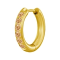 Minimalist gold stainless steel hoop earring with five sparkling champagne zircon stones - Gold + Champagne Rhinestone (1PC)