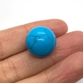 Polished 16mm round blue turquoise stone bead with natural black veins for DIY jewelry - Dark Blue Turquoise
