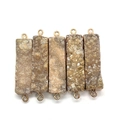 Rechthoekige druzy steen connectoren met dubbele vergulde ringen voor DIY sieraden maken - Champagne Goud (Nr.2)
