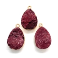 Detail showing three purple druzy teardrop pendants with gold plated metal edges - Wine Red Style (9)