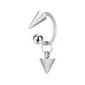 Anneau fer à cheval punk en acier argenté avec pointe conique et pendentif triangle - Anneau Fer à Cheval avec Pendentif Cône / 1.2x8x4 / Acier