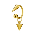 Anneau en acier inoxydable doré style punk avec pointe conique et pendentif triangle - Anneau Fer à Cheval avec Pendentif Cône / 1.2x8x4 / Or