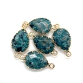 5-piece set of teardrop-shaped blue-green natural stone pendants with gold metal edges - Blue Green Texture Stone