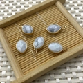 Five white turquoise marquise pendants with gold bezel settings for DIY jewelry making - 9x17mm / Howlite