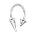Piercing fer à cheval en acier inoxydable poli avec pointes style punk et minimaliste - Acier