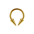 Anello per piercing a ferro di cavallo in acciaio inossidabile dorato con punte punk - Stile Punta + Punta / 1.2x8x3/6 / Oro