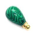 Teardrop green malachite stone pendant with golden metal cap for jewelry making - Malachite Gold