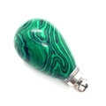 Green malachite teardrop pendant with silver bail for DIY necklace and jewelry making - Malachite Silver
