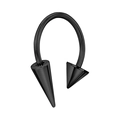 Anello a ferro di cavallo nero in acciaio inossidabile stile punk con punte a cono - Stile Punta Piccola + Punta Grande / 1.2x8x4 / Nero