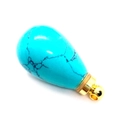 Waterdrop-shaped blue turquoise stone pendant with polished gold metal loop - Blue Turquoise Gold