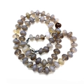 Handcrafted necklace with natural gray agate stone beads and durable knotted gray cord - Grey Agate