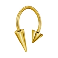 Anello ferro di cavallo dorato in acciaio inox con punte per naso orecchie e labbra - Stile Punta Piccola + Punta Grande / 1.2x8x4 / Oro