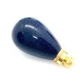 Blue sand stone teardrop pendant with gold metal bail for DIY jewelry crafting - Blue Sandstone Gold