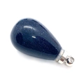 Teardrop blue goldstone pendant with sparkling starry texture and silver loop - Blue Sandstone Silver