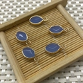Five marquise cut blue stone charms with gold-plated bezel for DIY jewelry making - 9x17mm / Opal