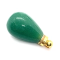 Aventurine green stone teardrop pendant with a polished gold bail for DIY jewelry making - Green Aventurine Gold