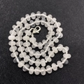 5x9mm white crystal rondelle beads necklace with handmade knots and lobster clasp - White Crystal