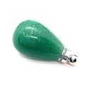 Green aventurine teardrop stone pendant with a silver screw cap and natural texture - Green Aventurine Silver