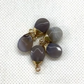 Water drop natural gray faceted stone pendants with gold metal caps for DIY jewelry - Gray Agate Gold