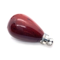 Polished teardrop-shaped dark red natural agate stone pendant with silver metal bail - Rainbow Stone Silver
