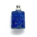 Deep blue Lapis Lazuli perfume bottle pendant with silver screw cap and gold speckles - Lapis Lazuli Silver