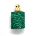 Malachite stone perfume bottle pendant with green stripes and golden metallic cap - Malachite Gold