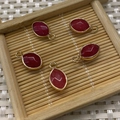 Five red faceted marquise stone pendants with gold plating for DIY jewelry making - 9x17mm / US 12