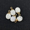 5Pcs teardrop-shaped white turquoise pendants with gold plated caps and ring loops - White Turquoise Gold